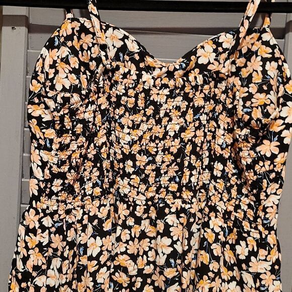 New Look Black, White, and Pink Floral Mini Dress- Size L - Picture 4 of 7